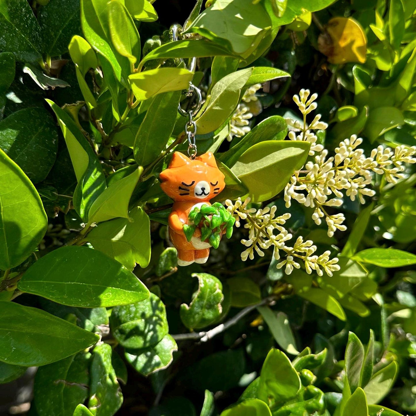 Handmade Plant Cat Keychain